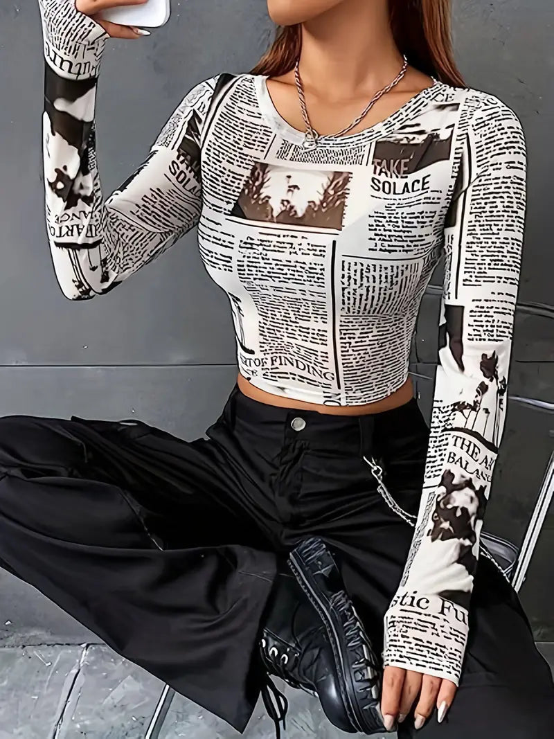 Letter Print Long Sleeve T-Shirt β Casual & Comfy