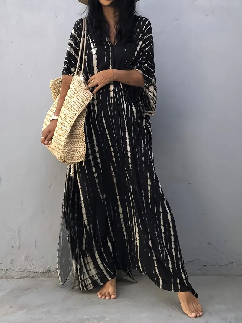 Bohemian Chic Plus Size Colorblock Kaftan β Loose & Comfy Fit