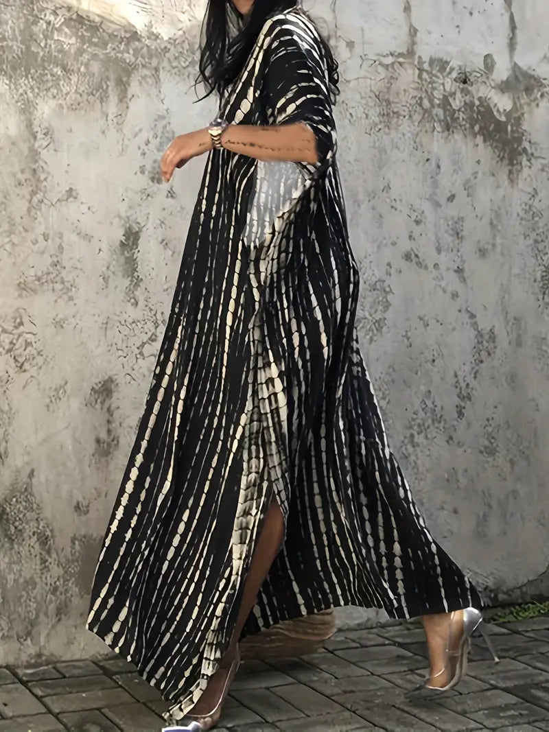 Bohemian Chic Plus Size Colorblock Kaftan β Loose & Comfy Fit
