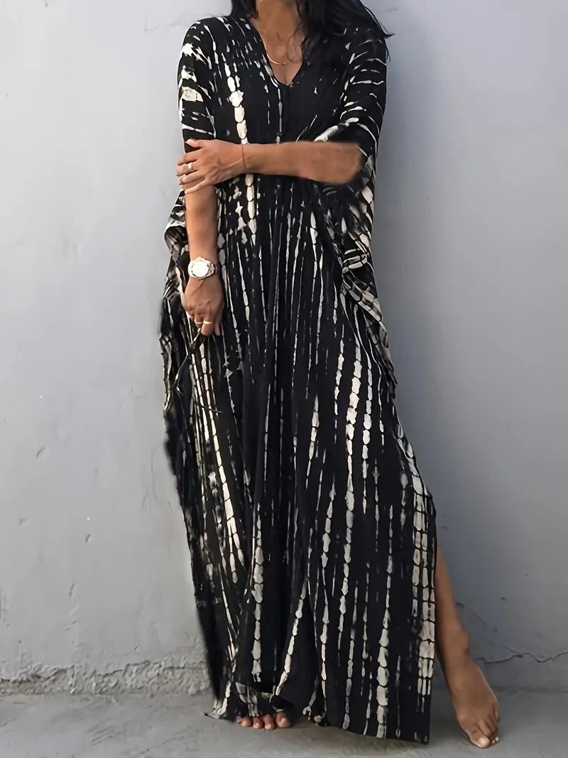 Bohemian Chic Plus Size Colorblock Kaftan β Loose & Comfy Fit