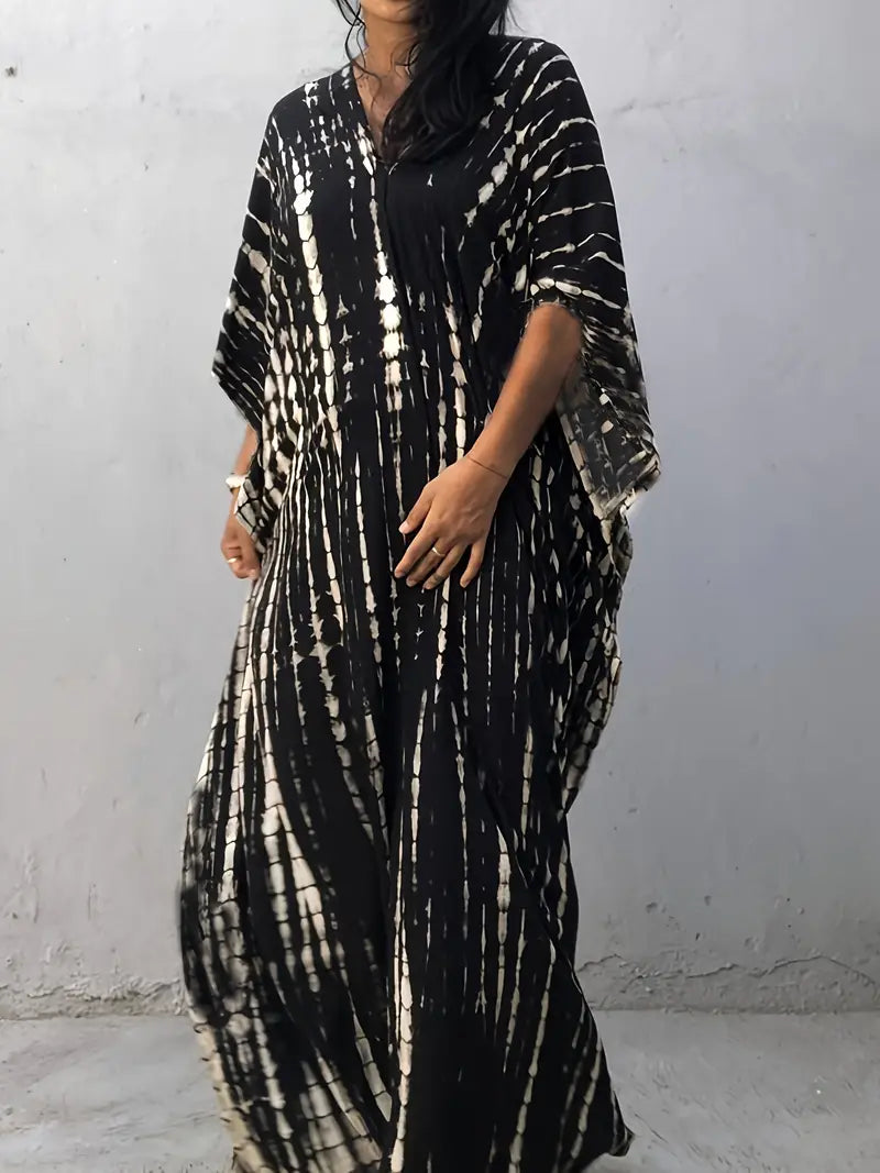 Bohemian Chic Plus Size Colorblock Kaftan β Loose & Comfy Fit