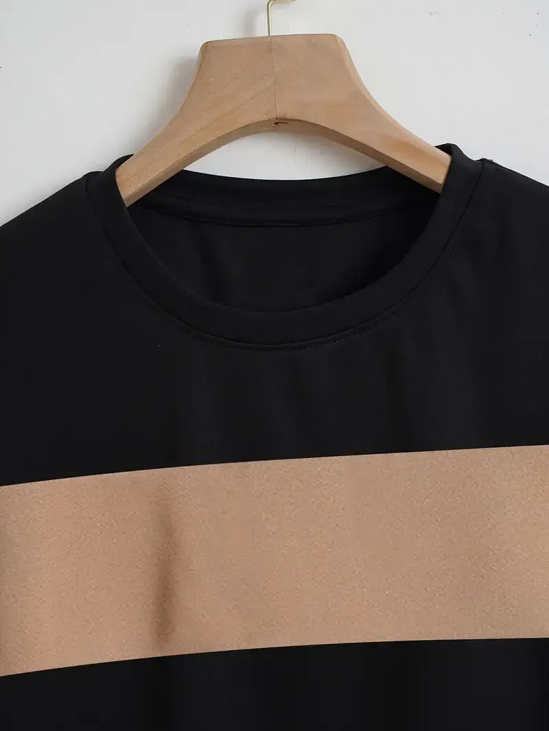 Black Crew Neck Crop Tee β Casual, Short Sleeve, Spring & Summer