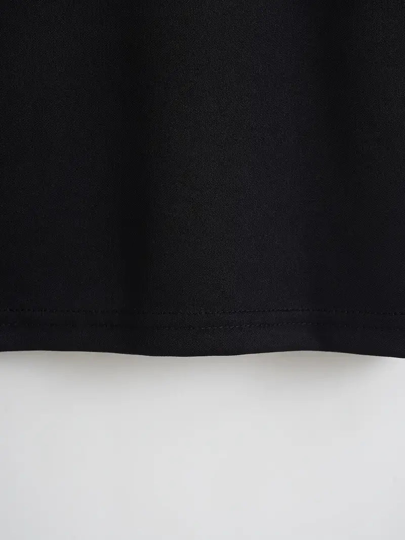 Black Crew Neck Crop Tee β Casual, Short Sleeve, Spring & Summer