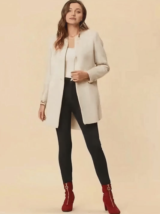 Elegant Middle Eastern Pea Coat – Flared Hem, Button Detail, All-Season