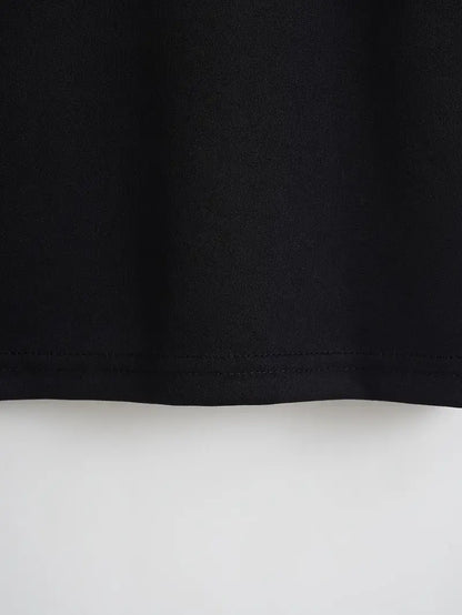 Black Crew Neck Crop Tee – Casual, Short Sleeve, Spring & Summer